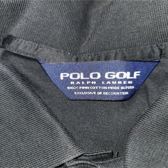 POLO GOLF RALPH LAUREN Black Mens Long Sleeve Polo Pima Cotton Size XL‎ - Picture 5 of 10